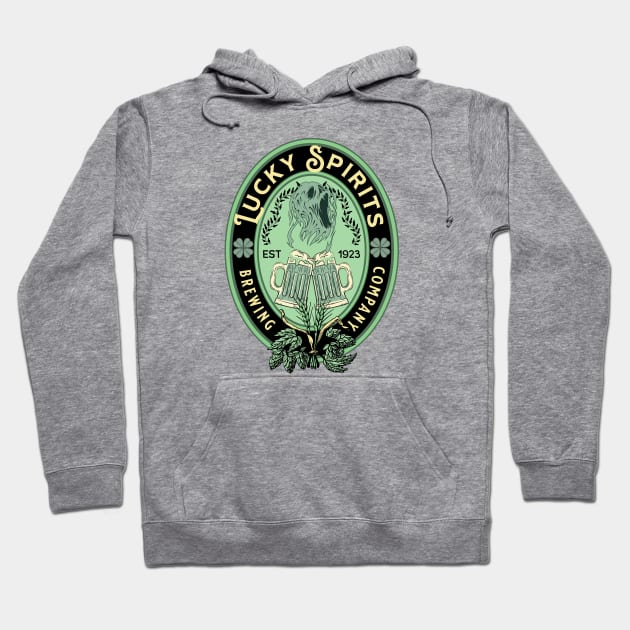 St. Patrick's Day Lucky Spirits Brewing Company Hoodie by Curio Pop Relics